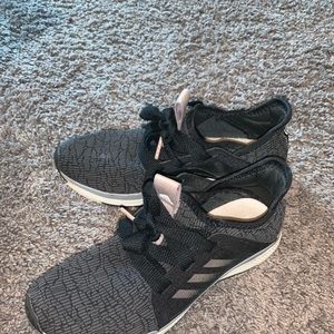 Adidas Edge Lux Shoes in Gray and Light Pink.